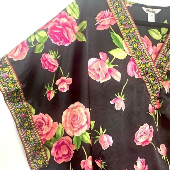 Vintage Boho Floral Rose Mumu Kaftan Housedress One Size - Picture 1 of 12